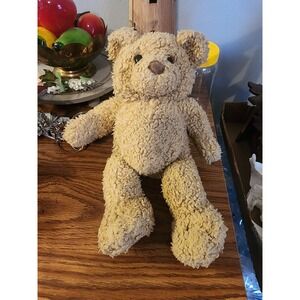 Vintage 1990s Build A Bear Curly Hair Teddy Bear With Faux Leather Foot Pads 15"